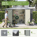 Patiowell 10 x 12 FT Outdoor Metal Storage Shed, Heavy-Duty Shed Storage with Lockable Doors and Steel Frame, Utility Tool Outside Large Storage Shed for Garden, Patio, Backyard, Gray