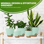 Utopia Home Self Watering Pots for Indoor Plants, Planters for Indoor Plants, Multi-Size Flowerpot, Set of 5 Plant Pots with Drainage & Reservoir, 6.8"/6.4"/5.9"/5.5"/4.9" (Olive Green)