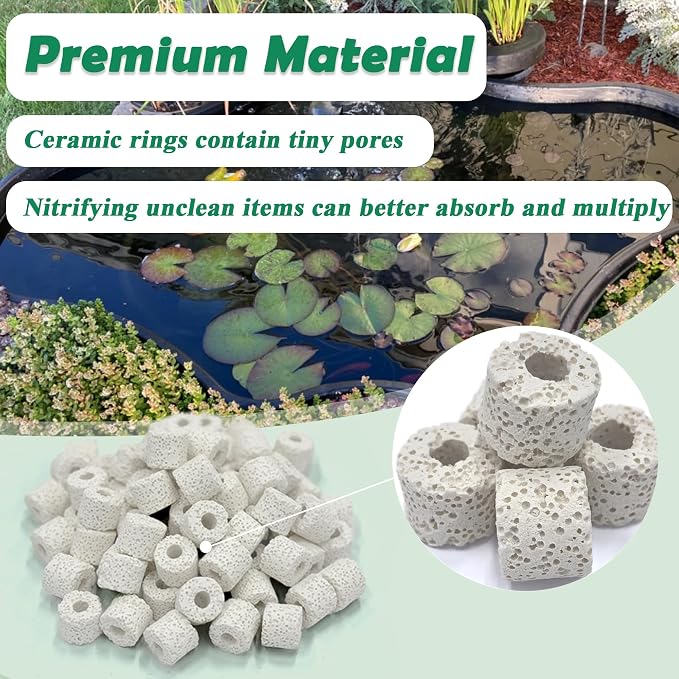 NEWKE 16 Pack Filter Media Set for Aquagarden Suitable for Inpond 5in1 200 Gallon Model, Pond Filter White Floss & Foam Filter Pads & Ceramic Rings