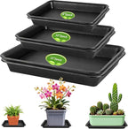 PeoMev 6PCS Plant Trays for Pots - 8 10 12 Inch Plastic Plant Saucer Rectangle Plant Plates to Catch Water, Drip Trays for Potted Plants