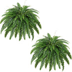 Artificial Boston Fern Bush- Set of 2 Large Artificial Ferns for Outdoors, 45Inch Large Faux Ferns, Suitable for Office & Living Room Decor, 55Branches for Each Bouquet
