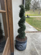 THE BLOOM TIMES 4ft Tall Spiral Artificial Topiary Trees Set of 2, 48 inch Large Faux Cedar Trees for Outdoor Planters, Fake Cypress Plants for Garden Front Porch Indoor Outside Christmas Decor 4 Foot