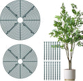 Nogeqi 2pcs Plants Covers Soil,7.5/11.8 Inch Plant Pot Grid,Plastic Plant Covers from Animals with Ground Nails,Keep Dog and Cat Out of Potted Plants for Indoor (Large Small Dark Green)