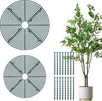 Nogeqi 2pcs Plants Covers Soil,7.5/11.8 Inch Plant Pot Grid,Plastic Plant Covers from Animals with Ground Nails,Keep Dog and Cat Out of Potted Plants for Indoor (Large Small Dark Green)