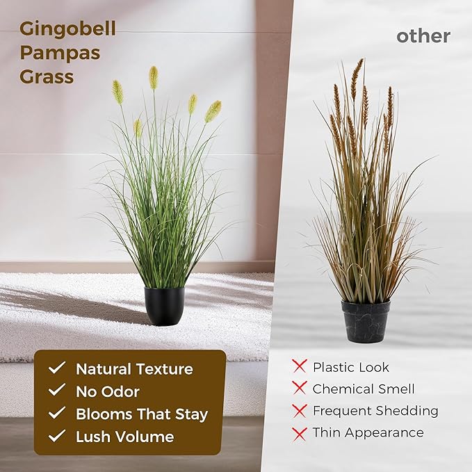 3FT / 4FT Extra Lush Artificial Plant (2pcs), Luxury Fake Tall Plants with Pot, Luxury Faux Tall Greenery with Dogtail for Garden Porch and Home Decor (Green, 3FT)