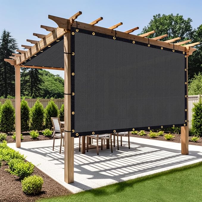 Shade&Beyond Customized Size 9' X 23' Shade Cloth with Grommets, 90% UV Protection UV Protection Mesh Tarp Sun Screens for Patio GN01, Dark Gray