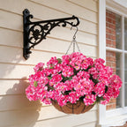 INSPRING Geraniums Artificial Flowers Hanging Basket for Outdoors Outside Spring Decoration, 8 Bundles Silk Flowers Fake Plants Look Real UV Resistant for Porch Home Patio Balcony Yard, Pink