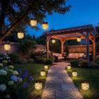 2 Pack Small Solar Lanterns Outdoor Waterproof, Cracked Glass Hanging Globe Lights for Backyard Patio Garden Pathway Balcony and Table Decor, Warm White - Gifts for Women Mom Homeowners