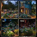 Kwaiffeo 4 Pack Solar-Powered Firework Fairy Lights, Solar Light Outdoor Waterproof Christmas & Garden Decor for Pathway/Patio/Yard - Gardening Gifts for Women (Multicolor)