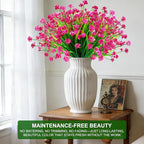 TURNMEON 20 Bundles Artificial Flowers for Outdoors Fake Plants Spring Decor, UV Resistant Artificial Plants Cemetery Flowers Faux Plastic Greenery Shrub for Home Porch Summer Decor 580 Heads(Magenta)