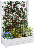 Elevated Raised Garden Bed with Trellis,Resin Planter Boxes Outdoor for Backyard Balcony,Large Patio Planter Box for Herbs Flowers Vegetables(Ashen)