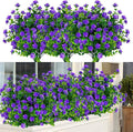 24 Bundles Outdoor Artificial Flowers UV Resistant Fake Boxwood Plants, Faux Greenery for Indoor Outside Hanging Plants Garden Porch Window Box Home Wedding Farmhouse Décor (Purple)