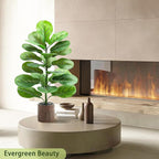 2 Pack Artificial Fiddle Leaf Fig Tree 30in, Faux Fig Trees Floor Plant in Pot Fake Ficus Lyrata Plant, Table Top Plant with Fiddle Leaves for Indoor Outdoor Home, Office, Living Room, Bathroom Decor
