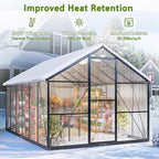 Wanan 8x12FT Greenhouses for Outdoors, Quick Assembly Green House with UV Protection, Heavy Duty Windproof Aluminum Frame, Adjustable Roof Vent for Backyard or Outdoor Garden Use
