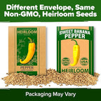 HOME GROWN Sweet Banana Pepper Seeds 188+ Heirloom Non-GMO Seeds for Planting, High Germination, Mild Yellow Sweet Peppers, Prolific Garden Crop, Perfect for Pickling & Salads (Capsicum annuum)