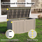 180 Gallon Outdoor Deck Box, Lockable Waterproof Outdoor Storage Boxes For Garden Tools,Indoor Cushions,Accessories Outside Storage Resin Weatherproof Container(Grey)