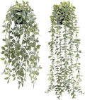 Der Rose 2Pcs Fake Plants Hanging Artificial Decor Faux Potted Eucalyptus and Pea Pod Plants for Boho Bathroom Home Office Desk Wall Shelf Bookcase Accessories Decor Indoor
