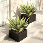 Artificial Agave Plant Outdoor 28” Tall, Large UV Resistant Fake Agave Plants with 23 Pre-Dusted Leaves, Faux Succulents Plant for Home Front Porch Patio Garden Yard Indoor Decor 2Pack