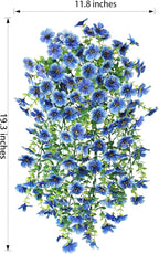 HyeFlora Artificial Flowers for Outdoors Decoration, 2Pcs Blue Fake Hanging Spring Summer Decor, Lifelike Plants, UV & Fading Resistant Flower for Porch Patio Balcony Planter Yard Home Garland
