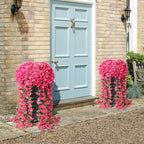 ATTGREAT Artificial Bougainvillea for Outdoors Faux Plants UV Resistant Flowers Fake Plastic Plants Realistic Silk Flowers for Porch Planter Garden Outside Hanging Decoration, 2Pcs (Rose Red)