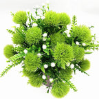 CATTREE Artificial Dandelion Plants, Plastic Flowers Shrubs Bushes Fake Grass Wedding Indoor Outdoor Home Garden Verandah Centerpieces Arrangements Party Decoration Planting Filler - Green 4 Pack