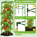 6 Pack Square Tomato Cages for Garden, 45 Inch Adjustable Tomato Stakes, Metal Tomato Trellis, Garden Plant Support for Potted Climbing Plants, Vegetables Flowers Fruits, Raised Garden Bed