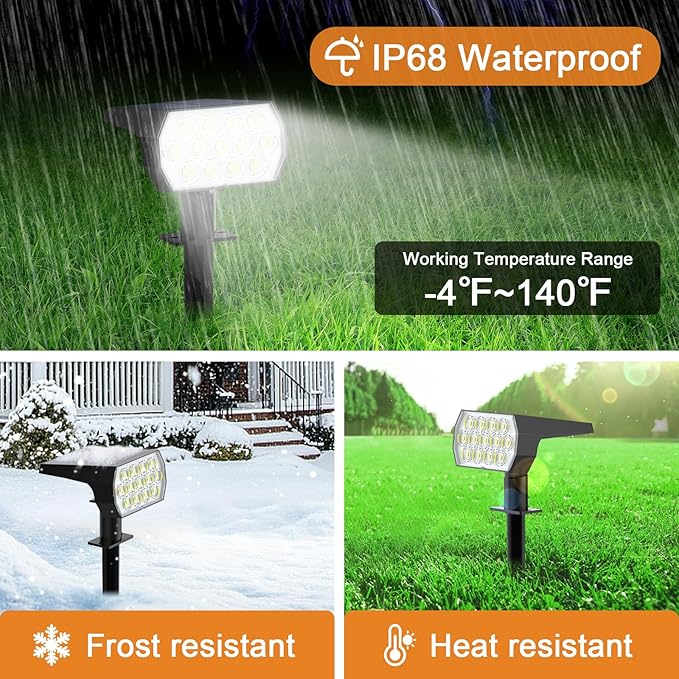 WELALO Solar Spot Lights Outdoor, [10 Pack/65 LED/3 Modes] Solar Landscape Spotlights, Solar Powered Security Lights, IP68 Waterproof Wall Lights for Outsides Walkway Yard Garden Driveway(Cool White)
