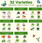 USDA Zone 8 Heirloom Seed Bank, 30,000+ Non-GMO 32 Varieties of Heirloom Seeds for Planting Vegetables Herbs, Survival Seed Kit for Raised Garden Bed Greenhouse, Gardening Gifts for Women Men