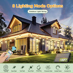 100FT Solar String Lights Outdoor Waterproof with Remote & Timer, LED Shatterproof ST38 Bulbs, USB & Solar Powered Patio Lights for Backyard, Porch, Garden, Wedding Decor, Dusk to Dawn Lighting