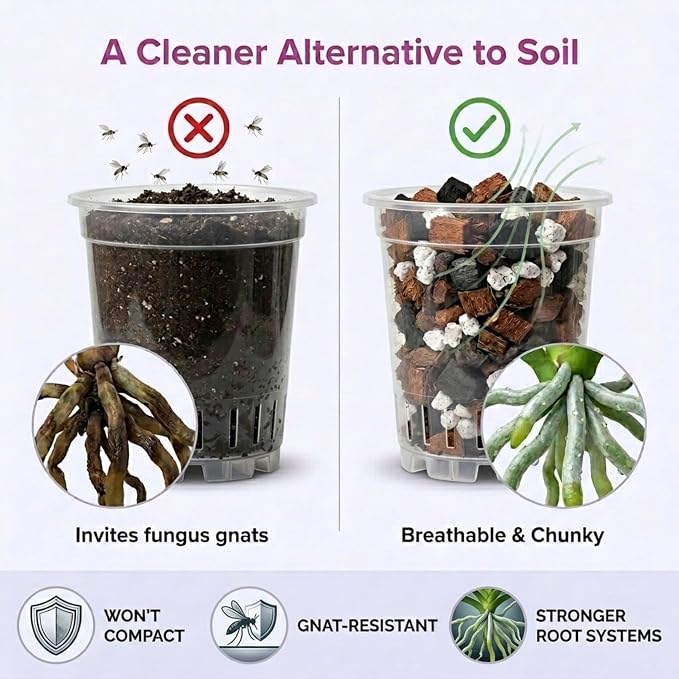 Molly's Orchid Potting Mix - Premium Gritty Soilless Orchid Mix - Chunky High Drainage vs Standard Potting Soil for Indoor Plants - Contains Bark, Coco Chips, Akadama, Pumice, Lava Rock 5 Dry Quarts