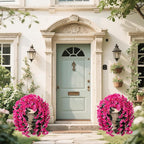 Artificial Flowers for Outdoors Fake Hot Pink Morning Glory Hanging Flower Decoration, 2Pcs Realistic Faux Plants Petunias Long Trailing Vines,Spring Decor for Porch Patio Balcony Planter Yard