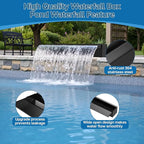 POPOSOAP 24 Inch Pond Waterfall Spillway with 1200GPH Pump, 304 Stainless Steel Pond Waterfall Kit with 9.8FT Corrugated Tube, Pond Waterfall Box for Outdoor Pond Waterfall System Garden Decor-P46
