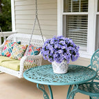 INXUGAO Artificial Flowers for Outdoors Decoration, 5 Bundles Faux Hydrangea UV Resistant Fake Arrangements Plants for Indoor Outside Garden Front Porch Spring Summer Decor, Blue