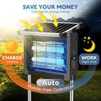 Solar Bug Zapper Outdoor, PhatroyYee Mosquito Zapper 4500V, Waterproof Portable Fly Zapper, Rechargeable Electric Mosquito Killer, Cordless Fly Insect Mosquitos Trap for Patio Yard Home Camping(Grey)