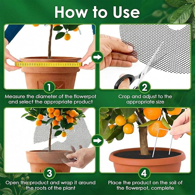 Plastic Mesh Soil Protector with Ground Stakes 10Pcs – Plant Pot Covers Indoor Plant Protector from Cats and Outdoor Garden Cover from Animals, 12 Inch