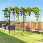 Garden Arch Trellis, 87in H x 118in L Large Garden Arch Arbor Trellis for Climbing Plants Outdoor Plant Support for Cucumber Grape Vine,Tall Metal Gardens Archway for Lawn Party Ceremony