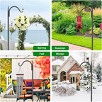FEED GARDEN Short Shepherds Hooks for Outdoor, 48 Inch Bird Feeder Pole with 5 Prongs Base, Heavy Duty Shepherds Hook Garden Hook for Hummingbird Feeder, Hanging Lantern, Plant Baskets, 2 Pack