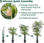 8.5FT Tall Golden Cane Palm Tree with 4 Trunks (1 Pack), Extra Lush Large Faux Plants, UV Resistant Indoor/Outdoor Fake Plant in Black Base Pot - Realistic Tropical Decor for Patio, Home, Office