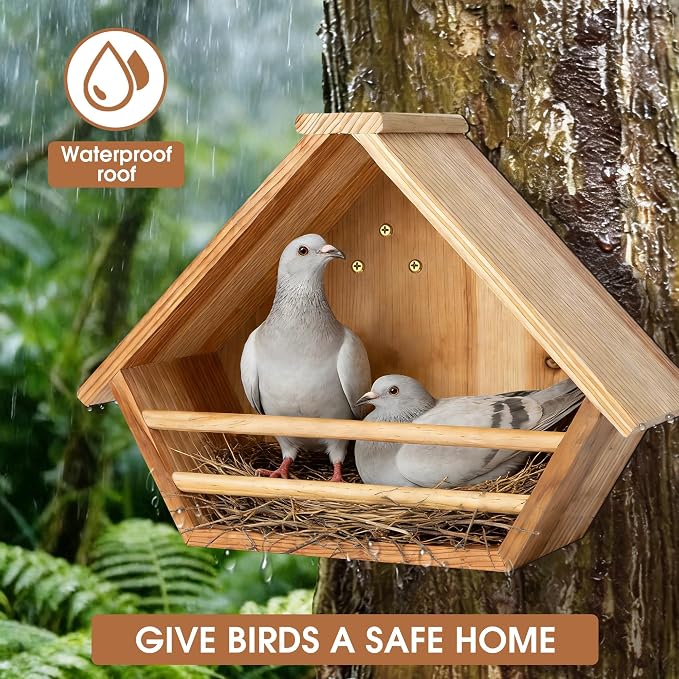 Cedar Mourning Dove Nesting Box, Oltara Wooden Dove Pigeon Bird House for Outdoors
