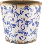 Beeveer Farmhouse Ceramic Planter 5.5 Inch Large Plants Pot Crack White Blue Flowers Plant Pots with Drainage Hole Indoor Plants Kitchen Rustic Antique Decor Gift