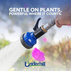 Underhill Commercial Gentle Spray Shower Nozzle, Garden Water Hose Sprayer for Watering Plants and Flowers, 3/4", Includes 3 Stainless Steel Pattern Plates (450, 750 and 1000 Holes)