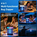 Solar Bug Zapper Outdoor, 4 in 1 Portable & Rechargeable Bug Zapper Outdoor with 5000mAH Battery, 4000V Mosquito Zapper Waterproof with LED Night Light, for Camping, Patio, Backyard (Black)