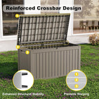 280 Gallon Outdoor Deck Box, Lockable Waterproof Outdoor Storage Boxes For Garden Tools,Indoor Cushions,Accessories Outside Storage Resin Weatherproof Container(Grey)