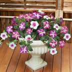 Artificial Flowers Plants for Outdoors, 6PCS UV Resistant Faux Flowers Outdoor Plants, Fake Petunias Silk Flowers for Garden Balcony Yard Porch Decor (White Red Lotus)