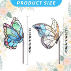 2PCS Glass Butterfly Monarch Suncatcher for Pot Plant Decoration, Acrylic Butterfly Garden Stake Decor Butterflies Catcher for Indoor Outdoor Patio Plant Pot Yard Art Décor