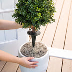 Nearly Natural 2.5 ft Artificial Boxwood Plants, Set of 2, UV Resistant with Integrated Ground Stakes for Indoor Outdoor Garden Decor