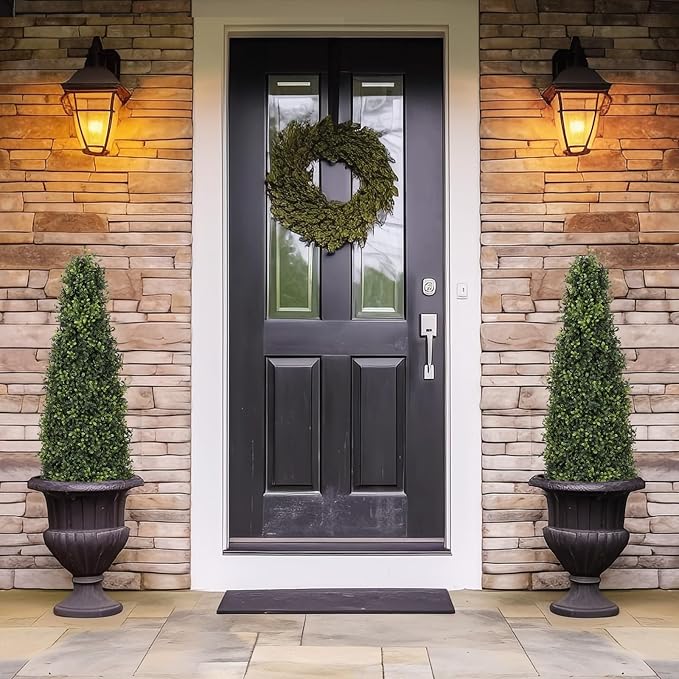 4ft Artificial Boxwood Topiary Trees (Set of 2) - UV Resistant Faux Plants Outdoor, Realistic 48in Fake Potted Bushes and Shrubs for Front Porch, Planter, Patio, Evergreen