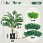 Der Rose 28'' Artificial Palm Tree Large Fake Tropical Faux Plants Indoor and Outdoor for Home Bathroom Porch Outside Patio Decor (Black Pot)