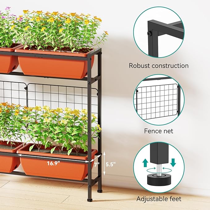 CADUKE Raised Garden Bed, Garden Raised Planter Box with Legs, 32" Elevated Vegetable Garden Beds with Drainage Holes & Trellis, Herb Garden Planter Outdoor for Vegetables, Balcony, Red