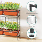 CADUKE Raised Garden Bed, Garden Raised Planter Box with Legs, 32" Elevated Vegetable Garden Beds with Drainage Holes & Trellis, Herb Garden Planter Outdoor for Vegetables, Balcony, Red
